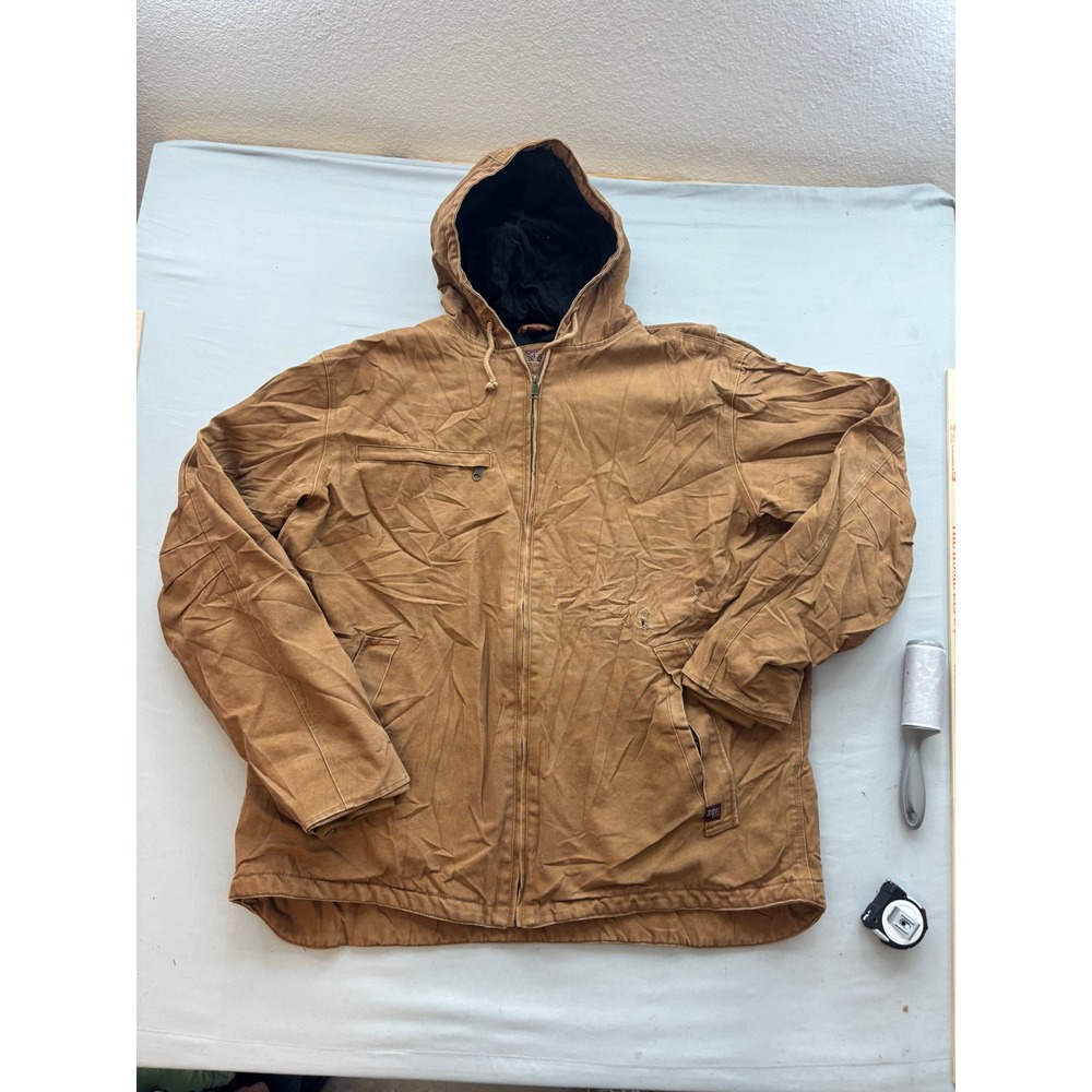 Dri Duck DDX Maverick Canvas Work Jacket Brown XXL Tall Hooded Quilted Lined